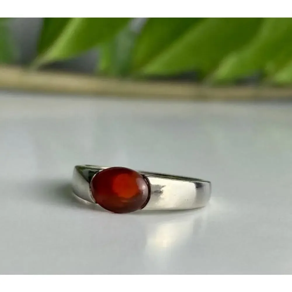 Vintage 925 Sterling Silver Agate Ring Size 7.25